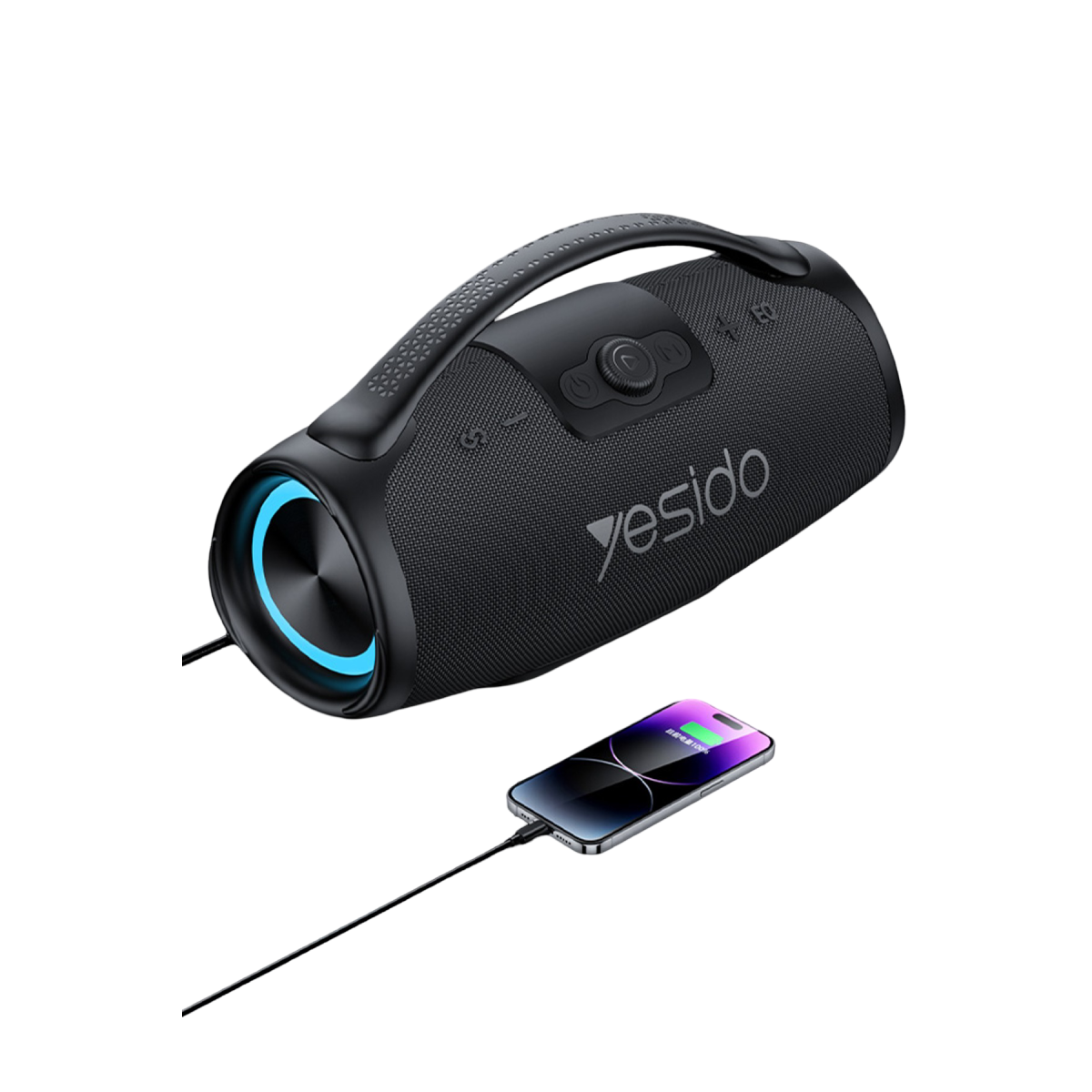 Yesido YSW45 120W RGB Işıklı Karaoke Mikrofonlu Bluetooth Kablosuz Hoparlör - Siyah