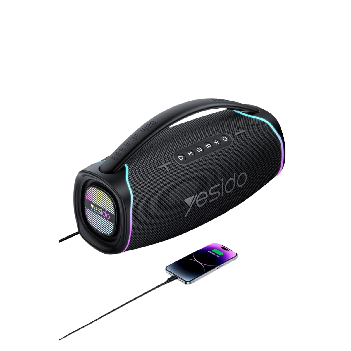 Yesido YSW46 220W RGB Işıklı Karaoke Mikrofonlu Bluetooth Kablosuz Hoparlör - Siyah