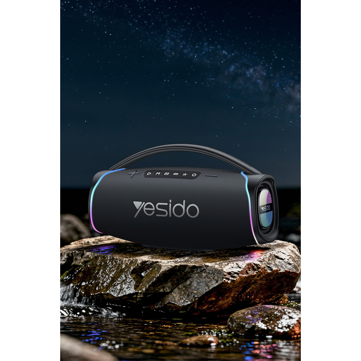 Yesido YSW46 220W RGB Işıklı Karaoke Mikrofonlu Bluetooth Kablosuz Hoparlör - Siyah