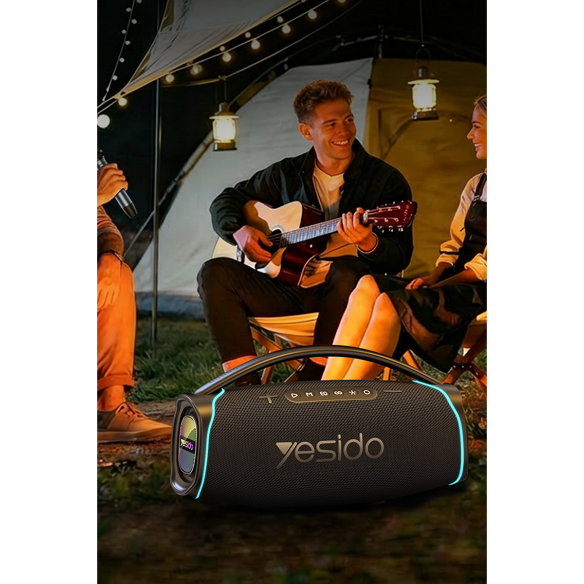 Yesido YSW46 220W RGB Işıklı Karaoke Mikrofonlu Bluetooth Kablosuz Hoparlör - Siyah