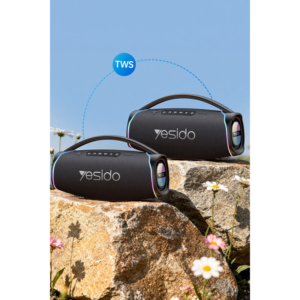 Yesido YSW46 220W RGB Işıklı Karaoke Mikrofonlu Bluetooth Kablosuz Hoparlör - Siyah
