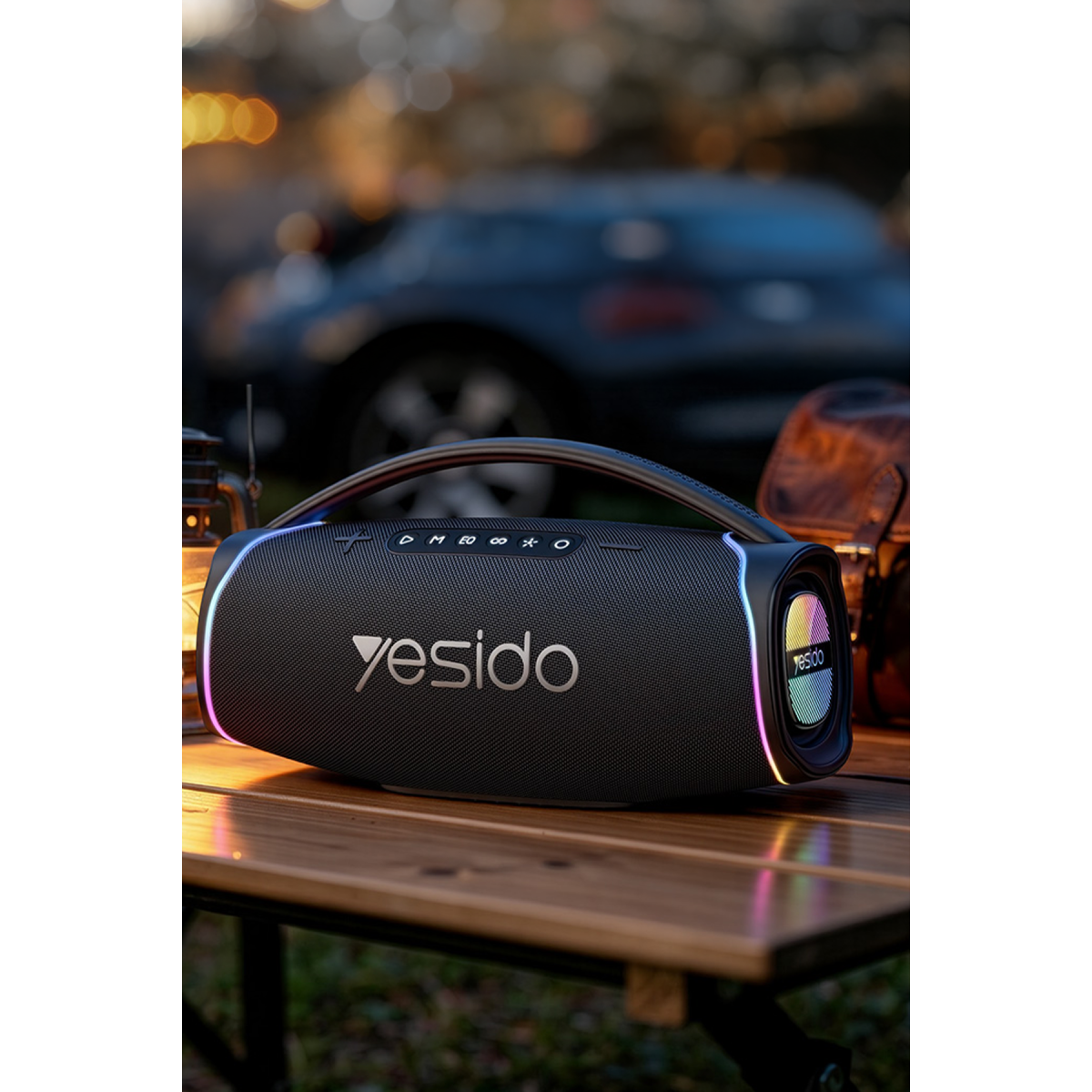 Yesido YSW46 220W RGB Işıklı Karaoke Mikrofonlu Bluetooth Kablosuz Hoparlör - Siyah