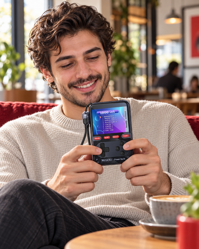 Yesido YP87 10.000 mAh 20W PD Hızlı Şarjlı Dahili Retro Oyun Konsollu 2'si 1 Arada Powerbank - Siyah